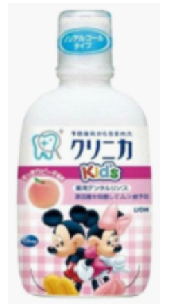 Lion獅王兒童漱口水米奇圖案抑菌防臭防止蛀牙250ML水蜜桃味