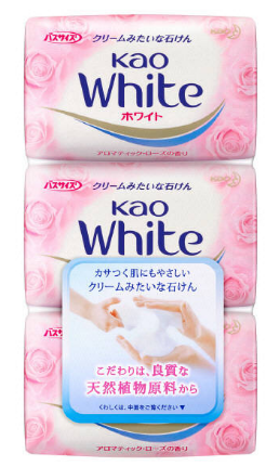 花王KAO White芬芳玫瑰香皂 粉色130g 3塊裝