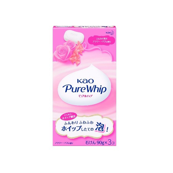 花王pure whip玫瑰香純植物泡沫滋潤保濕香皂90g（3個入）