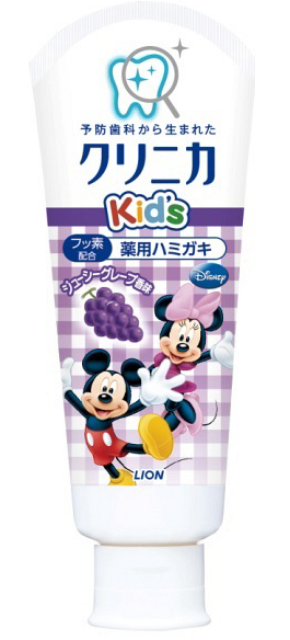 日本 獅王LION Disney米奇防蛀固齒兒童牙膏 可吞食 葡萄味 60g