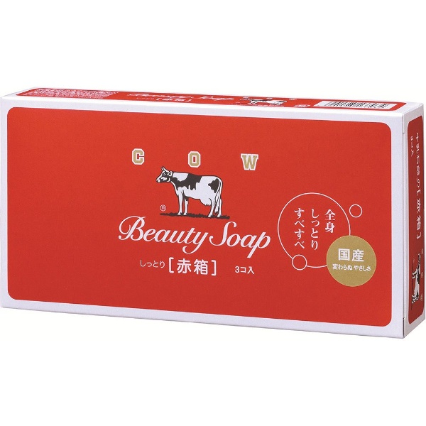 COW BRAND牛乳石鹸 紅盒玫瑰滋潤花香香皂 100g×3個裝