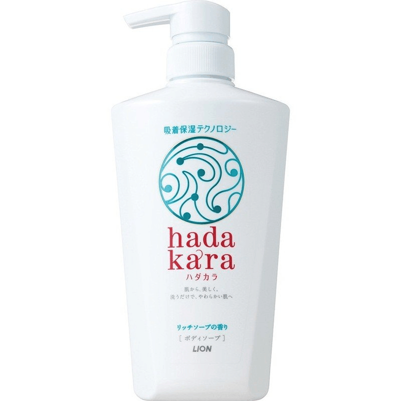 日本獅王hadakara沐浴露香皂香500ml