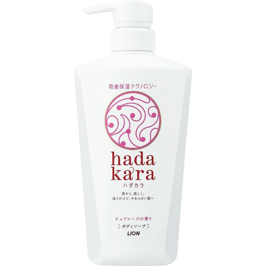 日本獅王hadakara沐浴露純玫瑰花香500ml