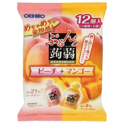 日本ORIHIRO蒟蒻啫喱蜜桃味和芒果味 12個入