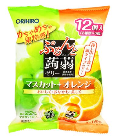 Orihiro蒟蒻啫喱青提味6个和橙子味6个12個入